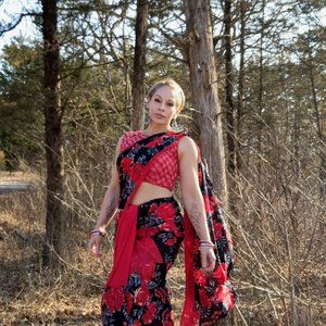 Georgette saree and blouse size 38 bust